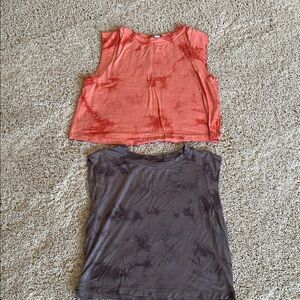 Joy Lab Tie-Dye Crop Tank Top & Tank Duo - Coral and Mauve